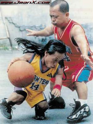 fat people playing basketball